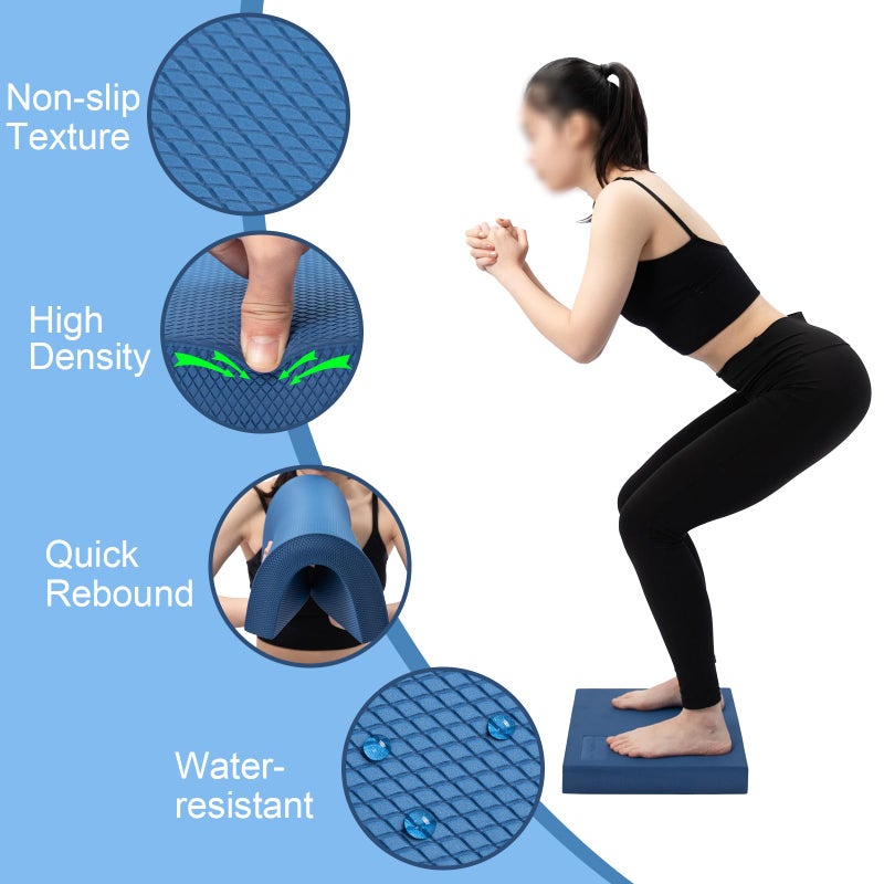 StrongTek Professional Foam Exercise Balance Pad - 15.8" x 13" x 2", High-Density TPE Foam Knee Pad, Non-Slip & Water-Resistant, for Balance Training, Physical Therapy, Yoga, and More (Blue) - Image 3