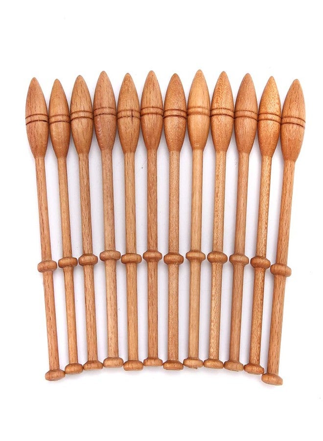 Focket Bobbin Lace Kit,Portable 12Pcs Craft Knitting Needle Weaving Tool Wooden Antique Vintage French Artisan Craft Turned Wood Weaving Tools for Beginner and Professional Lace Making - Image 1