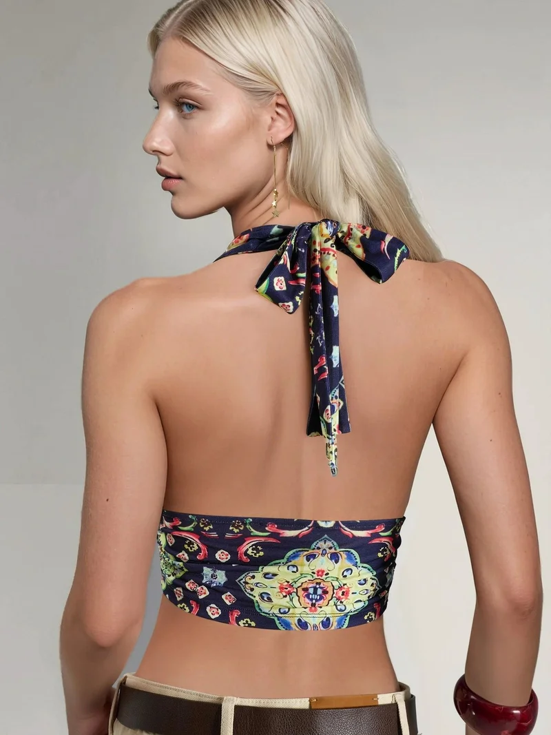 HICCUP  Patterned Ruched Crop Top for Women | Best Price UAE