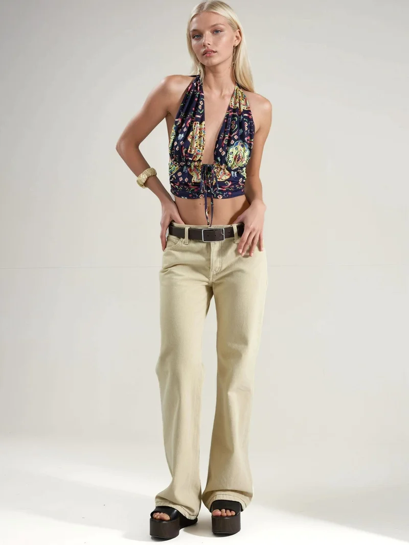HICCUP  Patterned Ruched Crop Top for Women | Best Price UAE