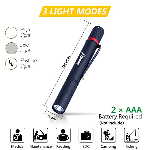 CASTNOO 5 Pack Pen Flashlight, 3 Mode LED Pen Light, Pen Light Flashlights Pocket Flashlight with Clip, Super Bright Mini Penlight, Waterproof Pen Lights for Outdoor Inspection Work, Emergency - Image 5