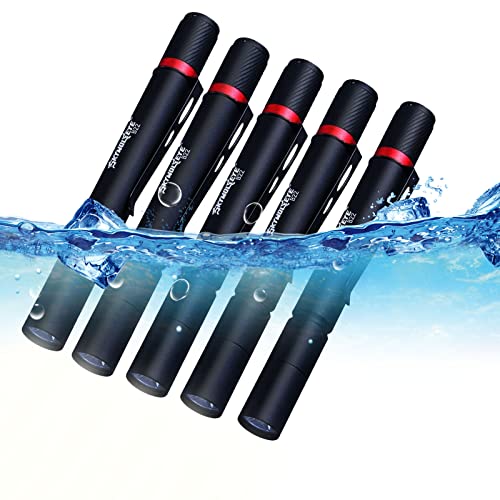 CASTNOO 5 Pack Pen Flashlight, 3 Mode LED Pen Light, Pen Light Flashlights Pocket Flashlight with Clip, Super Bright Mini Penlight, Waterproof Pen Lights for Outdoor Inspection Work, Emergency - Image 1