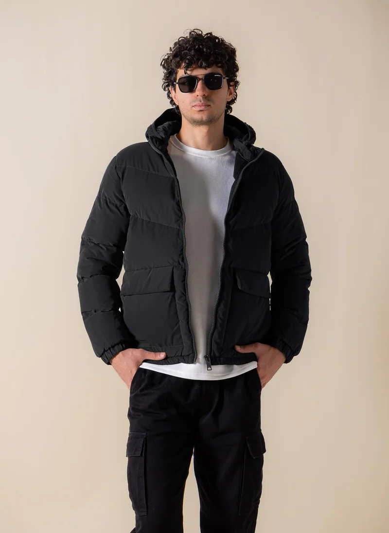 SHAPES FAUX FUR PUFFER JACKET