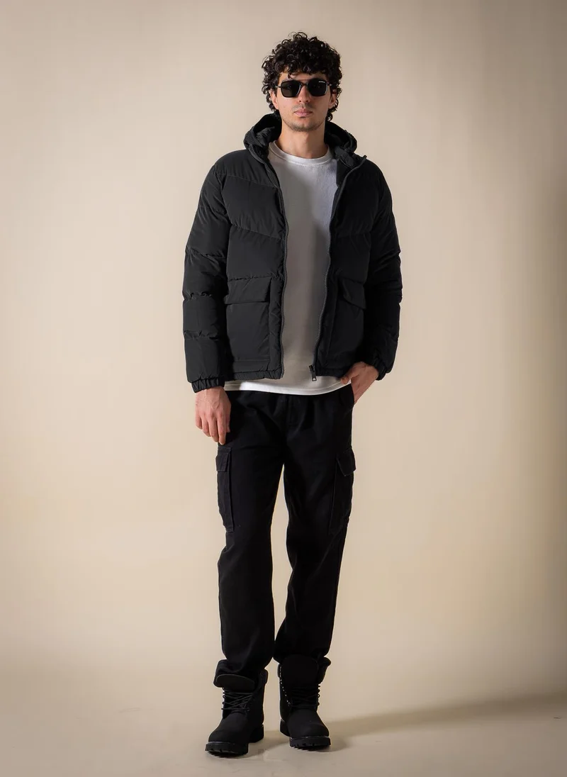 Shapes Black FAUX FUR PUFFER JACKET for Men | Best Price UAE