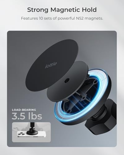 iOttie iTap 3 Magnetic Dash Windshield Car Mount Phone Holder with Suction Cup Includes Magnetic Ring Adapter Compatible with iPhone 1217 Samsung Galaxy Google Pixel and MagSafe Phones - Image 3