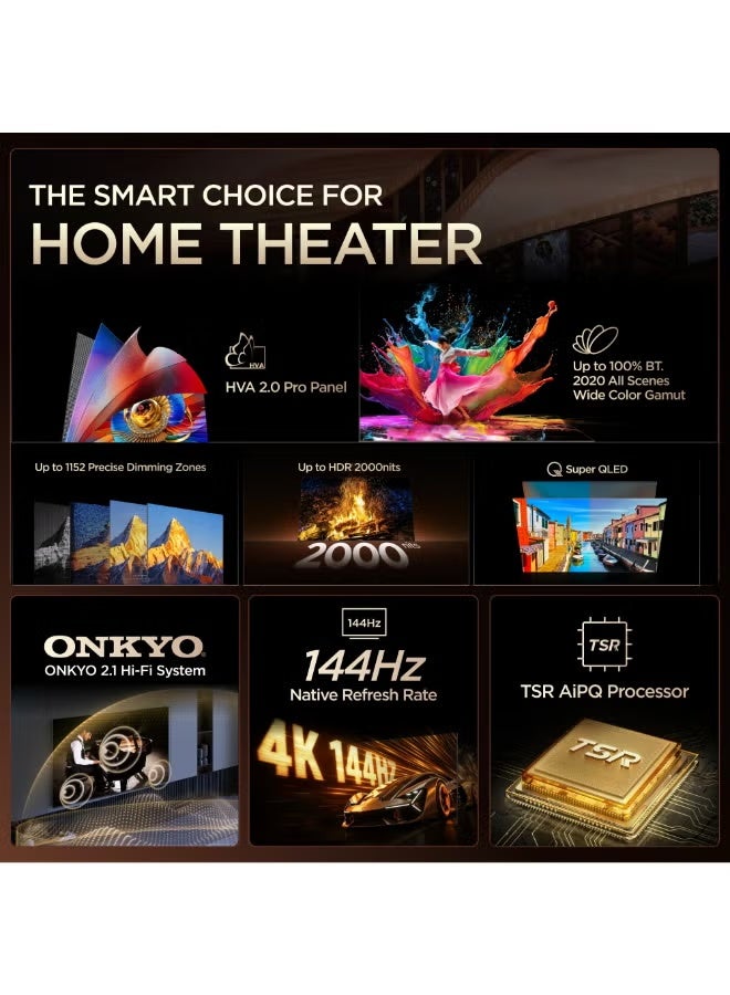 تي سي إل تلفاز TCL Q7C بحجم 98 بوصة، تلفاز QD-MiniLED متميز، 144/288Hz نموذج جديد (2026)، 98Q7D - Image 2