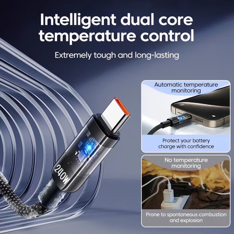 240W PD Fast Charging Data Cable 2M For iPhone 15 17 Android Type C - Image 5