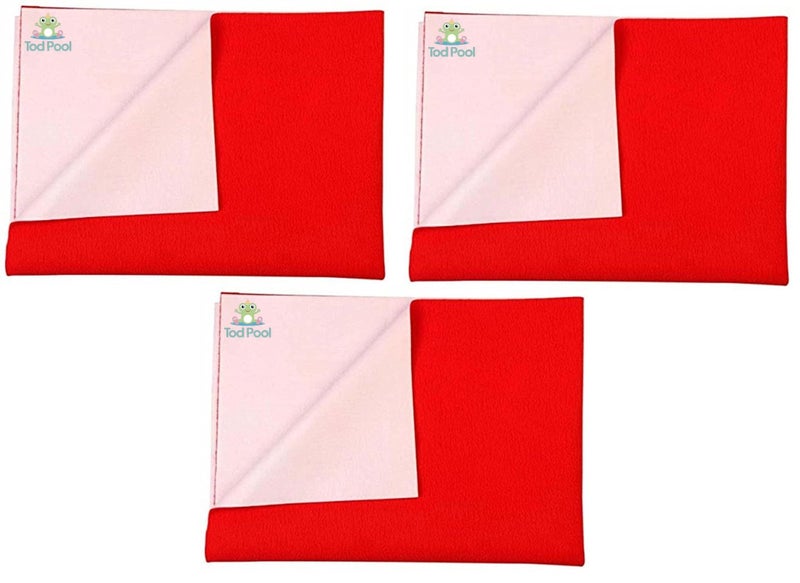 Tod PooL Breathable Bed Protector | Anti-Piling Fleece Extra Absorbent Washable | Waterproof Quick Dry Sheet | Bed Protector Sheet for Kids and Adults (3, Red, Small (70x50cm)) - Image 1