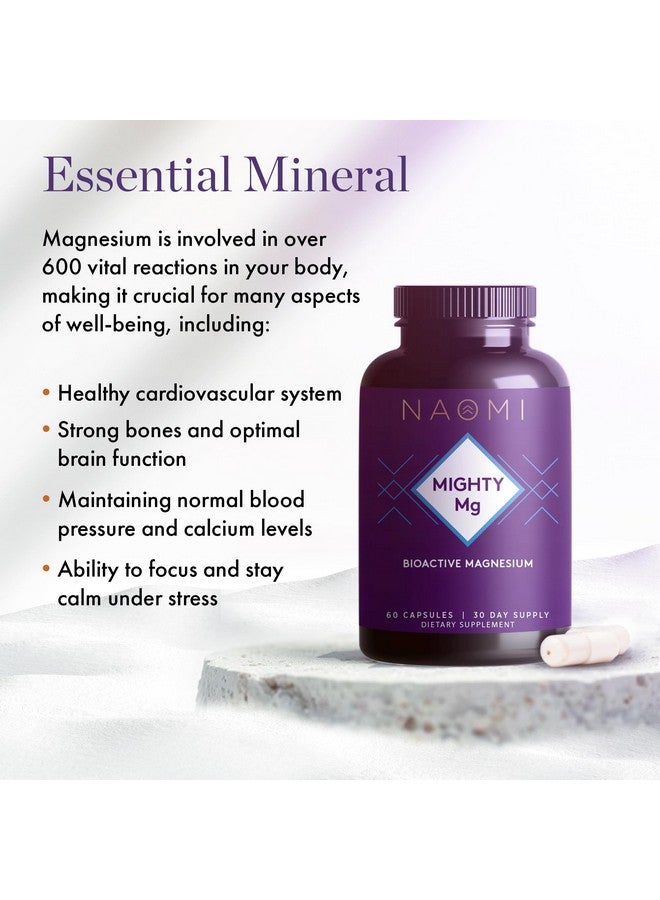 NAOMI Mighty Mg Magnesium Glycinate & Malate Complex 360mg, High Absorption Formula, Elemental Magnesium Supports Heart Health, Strong Bones, Better Sleep, Gluten-Free, Non-GMO, Vegan, 60 Veggie Caps - Image 2