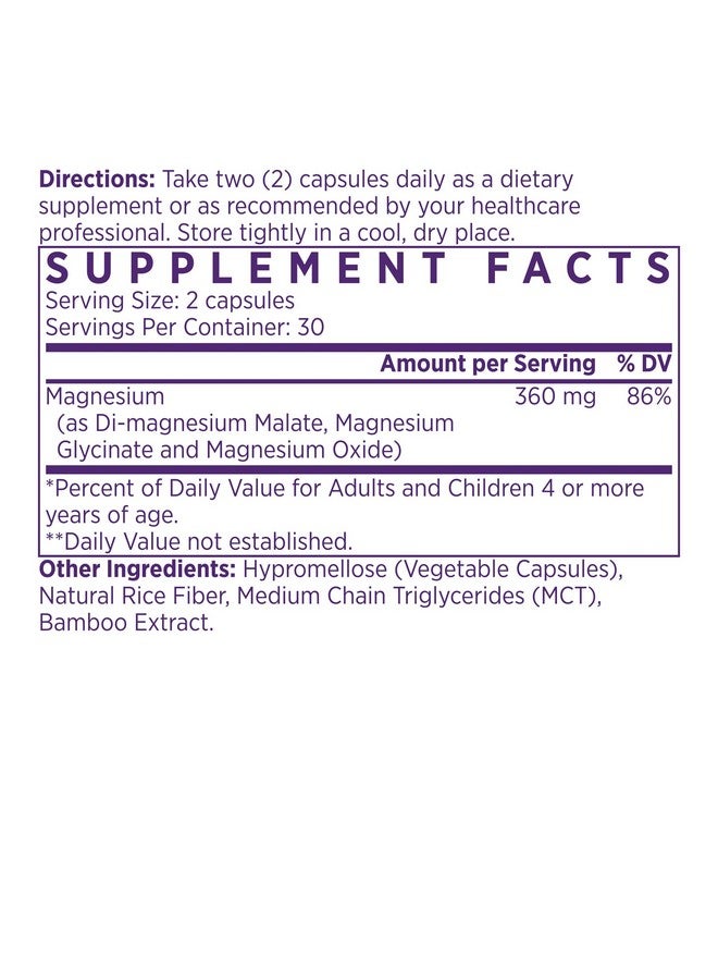NAOMI Mighty Mg Magnesium Glycinate & Malate Complex 360mg, High Absorption Formula, Elemental Magnesium Supports Heart Health, Strong Bones, Better Sleep, Gluten-Free, Non-GMO, Vegan, 60 Veggie Caps - Image 1