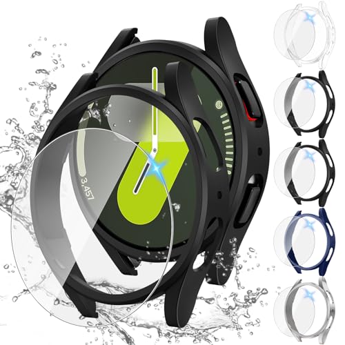 Tensea [5+5Pack for Samsung Galaxy Watch 7 Screen Protector Case 40mm Accessories, Hard PC Bumper/HD Anti-Fog Tempered Glass Protective Film, Face Cover Set, Galaxy Watch 7 Case for Women Men - Image 1