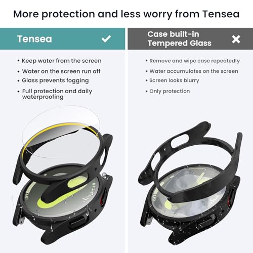 Tensea [5+5Pack for Samsung Galaxy Watch 7 Screen Protector Case 40mm Accessories, Hard PC Bumper/HD Anti-Fog Tempered Glass Protective Film, Face Cover Set, Galaxy Watch 7 Case for Women Men - Image 3