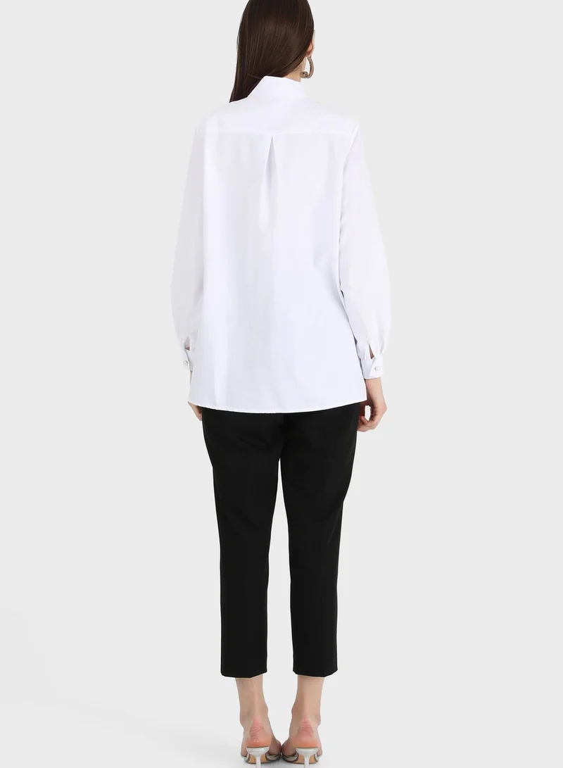 Refka by modanisa Crew Neck Tie Detail Top