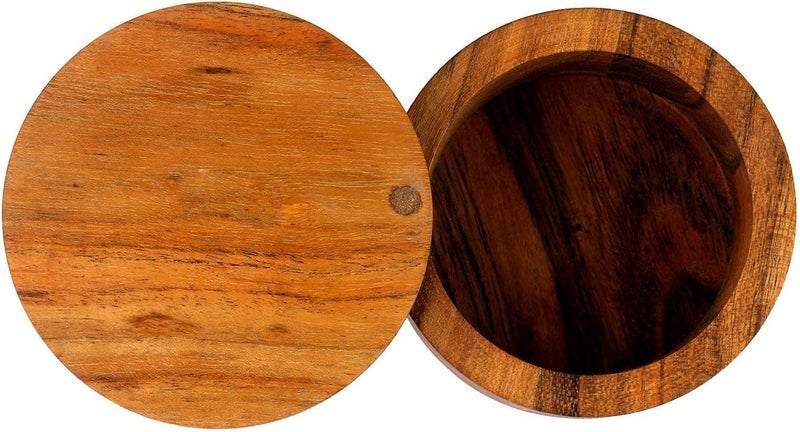 Kaizen Casa Acacia Wood Salt or Spice Box with Swivel Cover perfect for keeping table salt, gourmet salts, herbs or favorite seasonings, close at hand on your countertop. - Image 5
