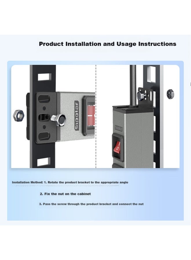 SIPOLAR Xipu Pdu Cabinet Power Socket, 6 Outlets, 10a Power Strip With Switch, New National Standard, High-power Industrial Server Room Cabinet-specific Multifunctional Power Strip - Image 3