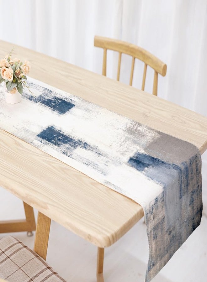OYIMUA Blue Table Runner Modern Art Farmhouse Linen Table Runners Dresser Runner Long Rustic Runner Table Decor Dining Room Party Coffee Runner for Table 13x72 Inches - Image 3