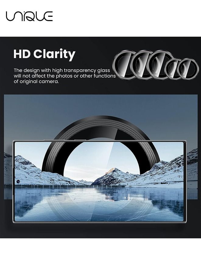 Unique [2 Pack] Compatible Samsung Galaxy S23 Ultra Camera Lens Protector, HD Tempered Glass Screen Protector, Case Friendly, Easy Installation, Scratch Resistant Cover Film - Black - Image 5