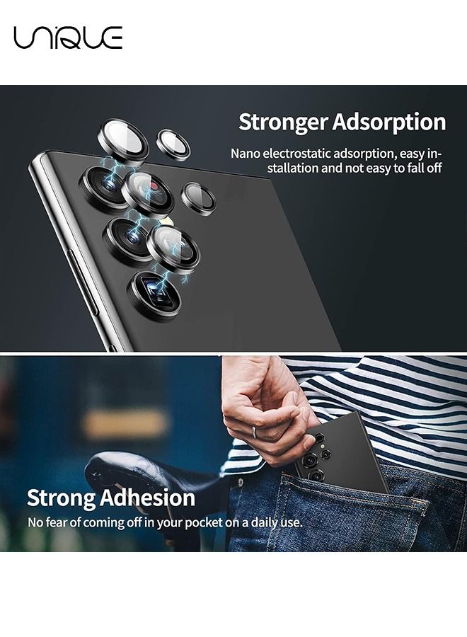 Unique [2 Pack] Compatible Samsung Galaxy S23 Ultra Camera Lens Protector, HD Tempered Glass Screen Protector, Case Friendly, Easy Installation, Scratch Resistant Cover Film - Black - Image 4
