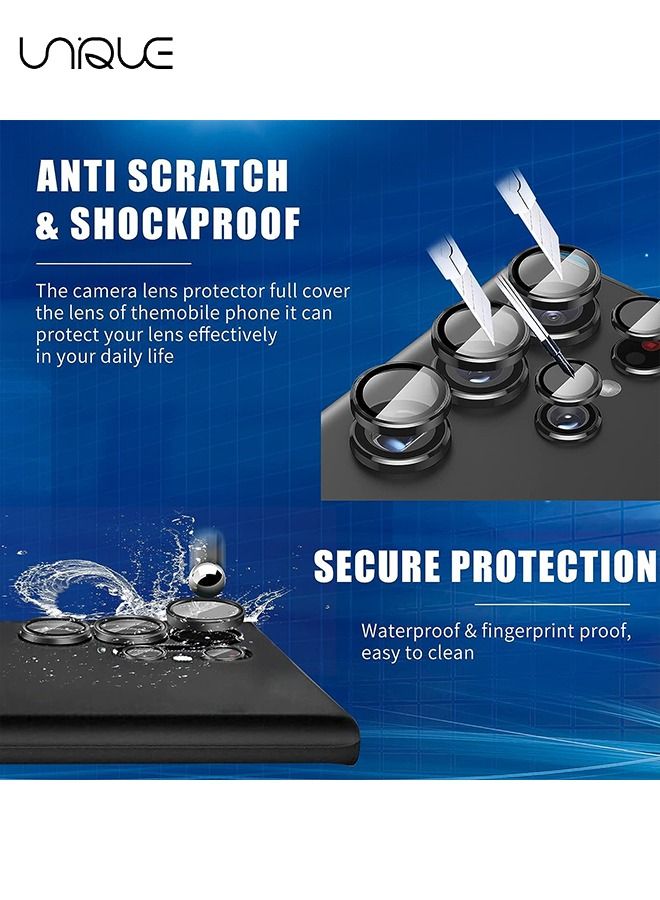 Unique [2 Pack] Compatible Samsung Galaxy S23 Ultra Camera Lens Protector, HD Tempered Glass Screen Protector, Case Friendly, Easy Installation, Scratch Resistant Cover Film - Black - Image 3