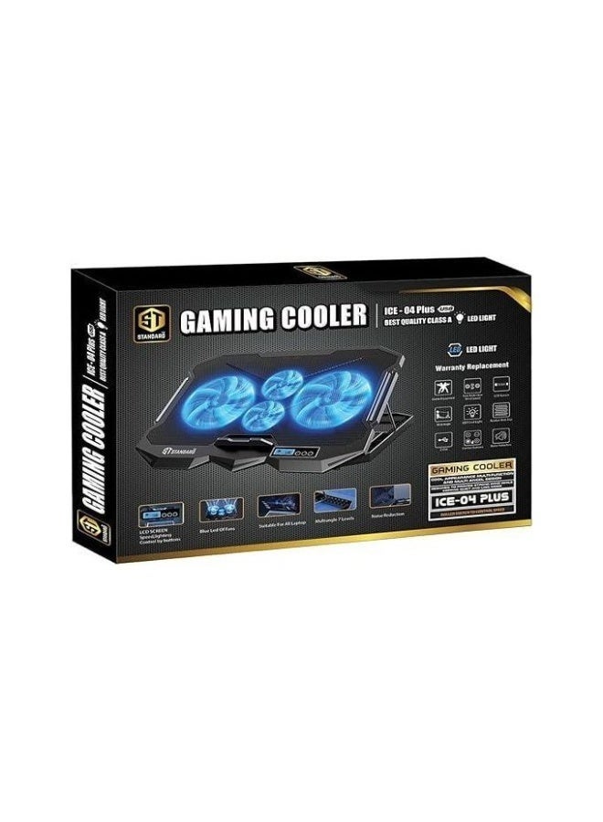 Standard ST-Standard ICE-04Plus Gaming Laptop Cooling Pad with LCD Screen RGB LED Fans and Adjustable Stand - Image 1