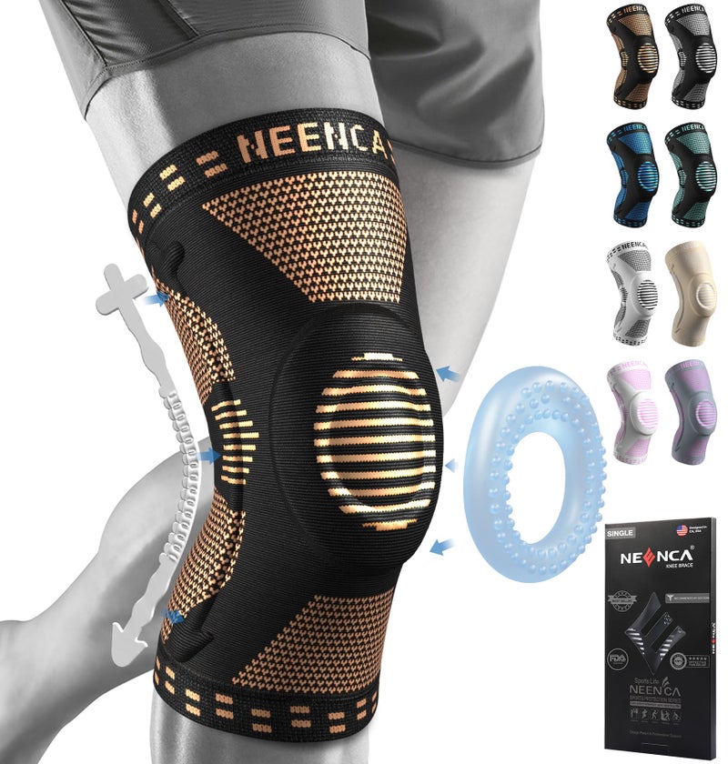 NEENCA Professional Knee Brace for Pain Relief, Medical Knee Support with Patella Pad & Side Stabilizers, Compression Knee Sleeve for Meniscus Tear, ACL, Joint Pain, Runner, Workout - FSA/HSA APPROVED - Image 1