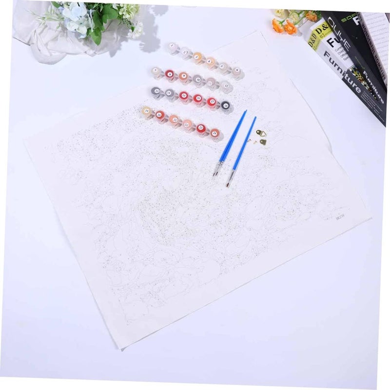 klarako Kit Decorative Decoration Painting Beige Picture Beginner Decor Paint DIY Canvas Home Pattern Craft Learner X Oil Double-fish Digital Children Wall Frameless by Crafts Adult - Image 2