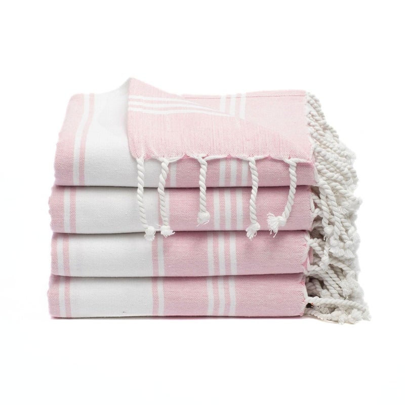 9Threads Cotton Turkish Beach Towel with Towels Oversized 36"x72" Pool Absorbent Extra Large Quick Dry Sand Travel Towel (Pink, 4 Pack) - Image 1