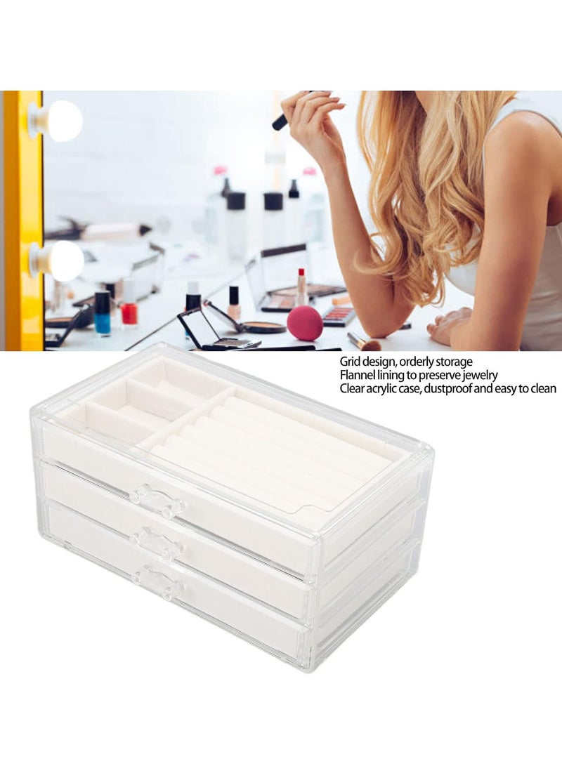 GGOOT Acrylic Jewelry Organizer Box, Jewelry Organizer Tray with 3 Drawers Clear Jewelry Organizer Container for Women Earring Rings Bangle Bracelet and Necklace Display Case - Image 2