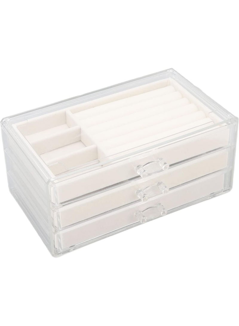GGOOT Acrylic Jewelry Organizer Box, Jewelry Organizer Tray with 3 Drawers Clear Jewelry Organizer Container for Women Earring Rings Bangle Bracelet and Necklace Display Case - Image 1