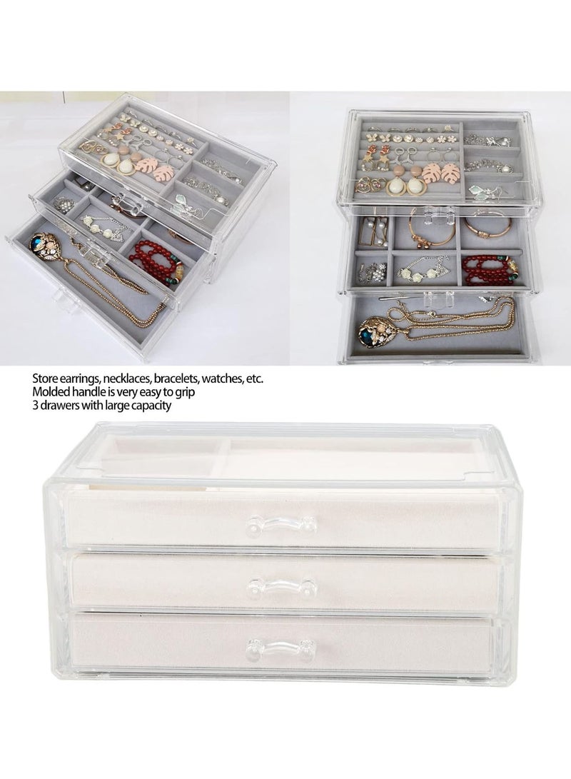 GGOOT Acrylic Jewelry Organizer Box, Jewelry Organizer Tray with 3 Drawers Clear Jewelry Organizer Container for Women Earring Rings Bangle Bracelet and Necklace Display Case - Image 3