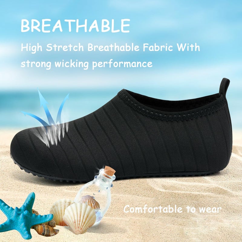 ANLUKE Kids Boys Girls Water Shoes Barefoot Aqua Socks Fast Dry Beach Swim Outdoor Sports Shoes for Toddler Black 26/27 - Image 2