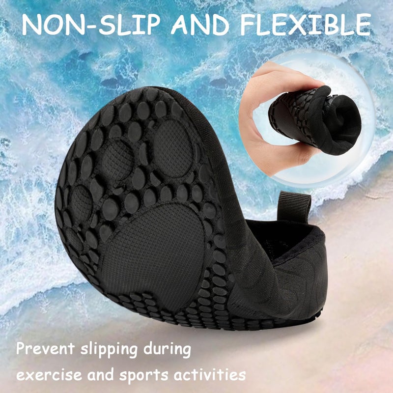 ANLUKE Kids Boys Girls Water Shoes Barefoot Aqua Socks Fast Dry Beach Swim Outdoor Sports Shoes for Toddler Black 26/27 - Image 4