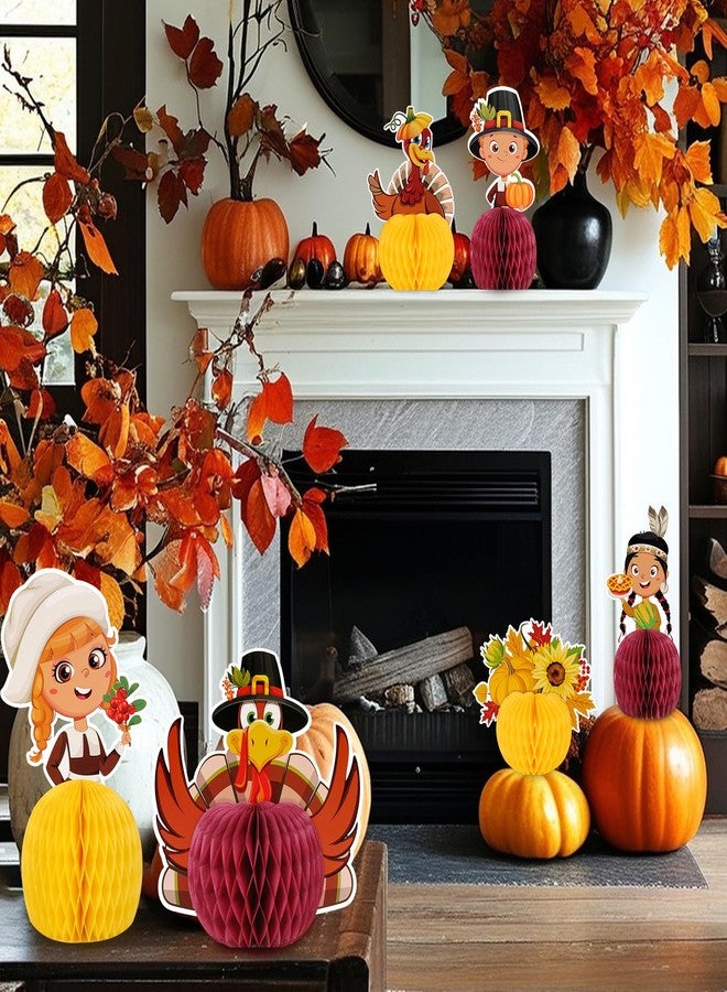 كونسيت مجموعة كونسايت من 6 قطع لتزيين طاولة عيد الشكر، زينة ورقية ثلاثية الأبعاد على شكل ديك رومي وقرع وقرص عسل لعيد الشكر، قطع مركزية لطاولة عيد الشكر وموسم الحصاد الخريفي للحفلات المنزلية - Image 5