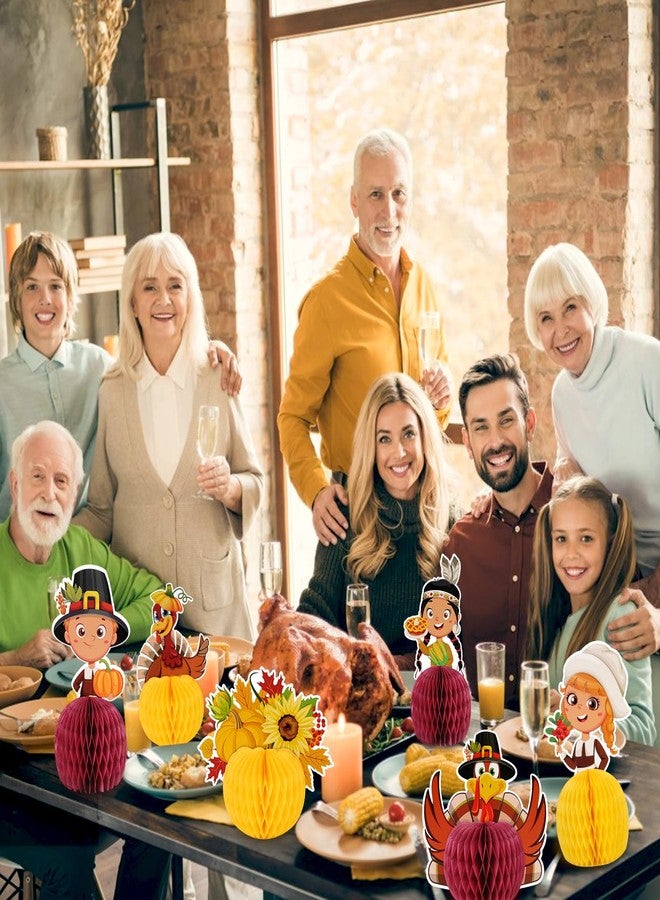 كونسيت مجموعة كونسايت من 6 قطع لتزيين طاولة عيد الشكر، زينة ورقية ثلاثية الأبعاد على شكل ديك رومي وقرع وقرص عسل لعيد الشكر، قطع مركزية لطاولة عيد الشكر وموسم الحصاد الخريفي للحفلات المنزلية - Image 4