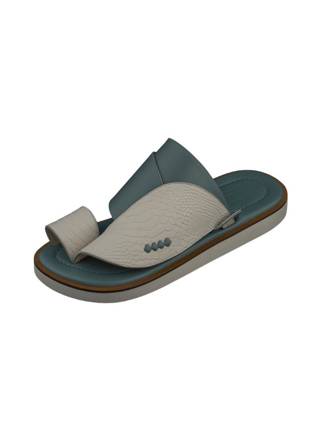 NAD Arabic sandals with a white and sky blue ostrich leg pattern  - Image 1