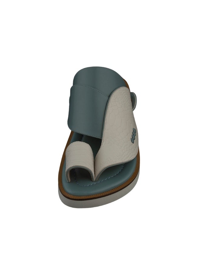 NAD Arabic sandals with a white and sky blue ostrich leg pattern  - Image 3