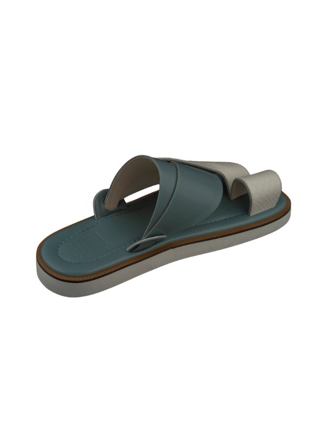 NAD Arabic sandals with a white and sky blue ostrich leg pattern  - Image 2