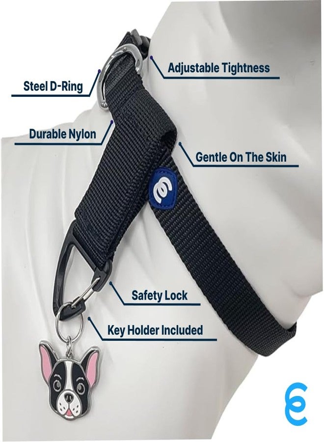 Blueberry Pet Essentials Matching Medium Dog Collar & Key Holder Set | Adjustable Classic Solid Color Nylon Dog Collars for Medium Dogs w/Key Holder | Black Dog Collar for Medium Dogs - Image 3