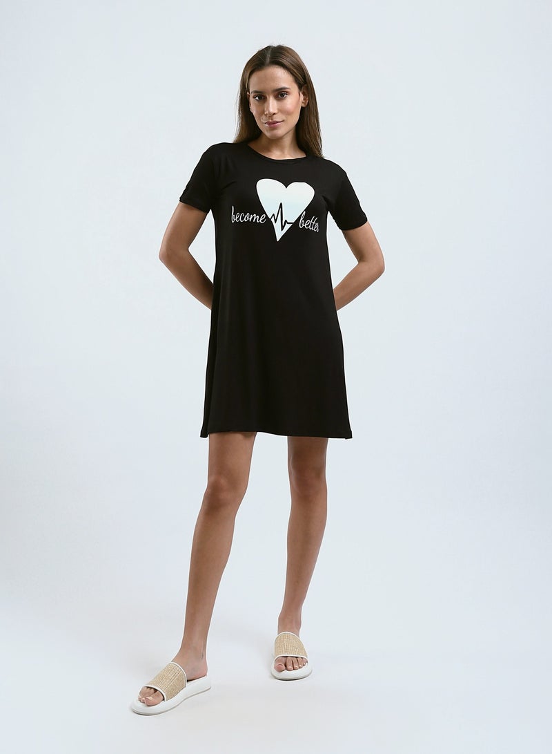 Mesery Sleepshirt Cotton Short Sleeves Printed  - Image 1