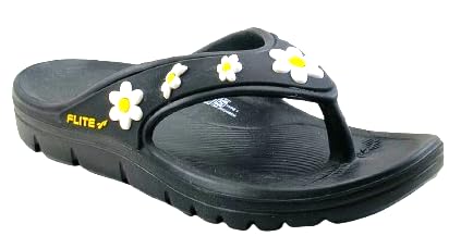 FLITE FL 2055 EVA V-Strap Stylish Slippers for Women & Girls | Soft Cushioned, Non-Slip & Anti-Skid Daily use Flip flop (Black, UK Footwear Size System, Adult, Women, Numeric, Medium, 4) - Image 2