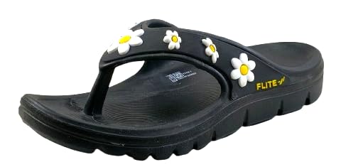 FLITE FL 2055 EVA V-Strap Stylish Slippers for Women & Girls | Soft Cushioned, Non-Slip & Anti-Skid Daily use Flip flop (Black, UK Footwear Size System, Adult, Women, Numeric, Medium, 4) - Image 1