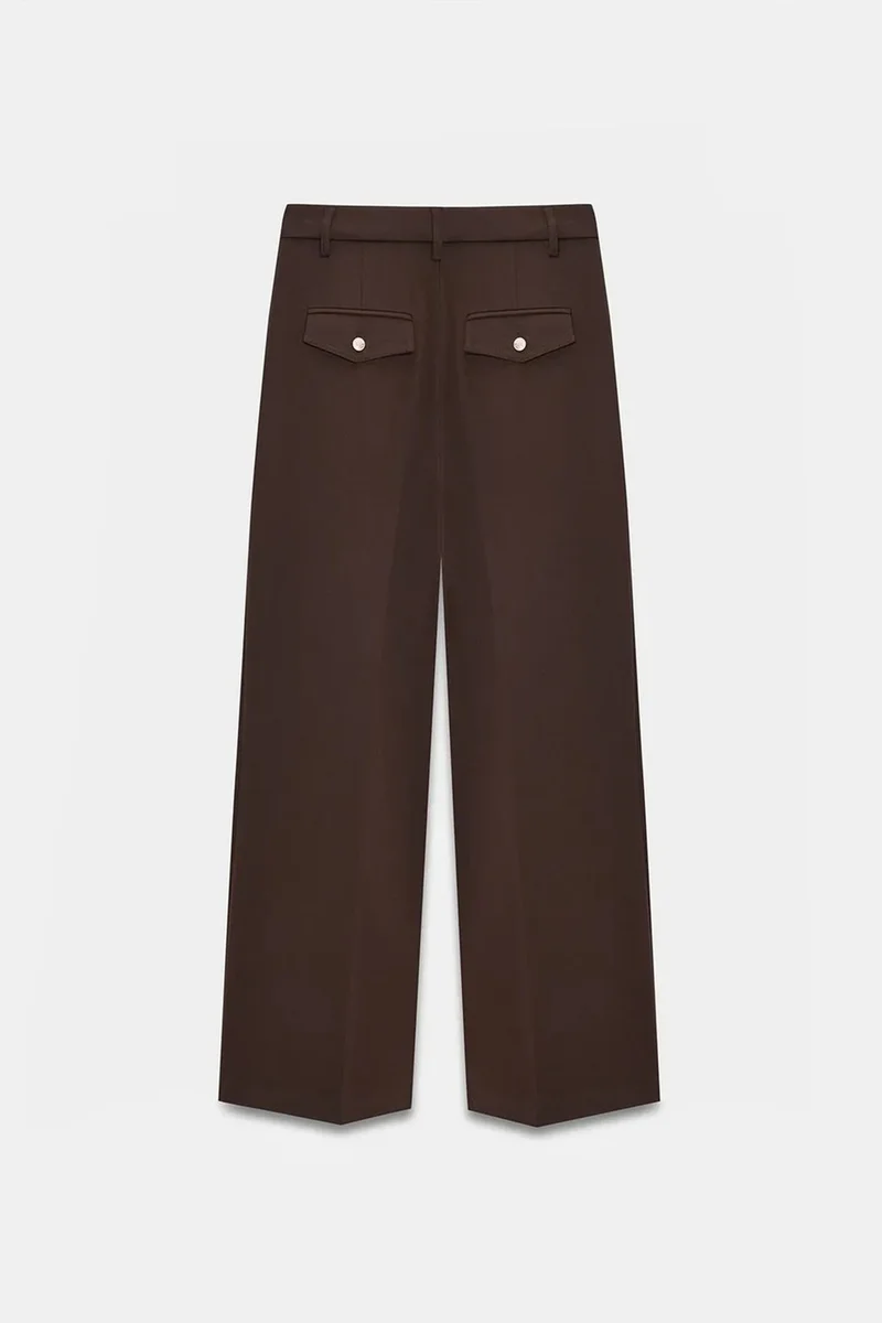 Dilvin Coffee Brown DILVIN Women's High-Waist Wide-Leg Crepe Trousers for Women | Best Price UAE