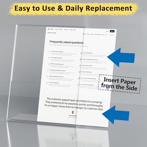 Argvey 4 Pack Acrylic Sign Holder 8.5x11, Clear Plastic Slanted Back Sign Holders, Desktop Papers Menus Frame Flyer Document Holder Display Stand for Coffee Shops, Hotels, Offices, Public Spaces - Image 2