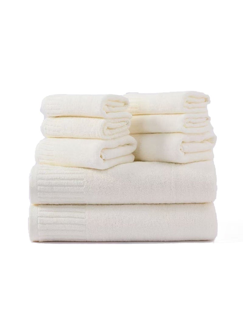 Sharpdo Pure Cotton Towel Set Household Extra Absorbent Bath Towel Hand Towel Wash Cloth Full Cotton 8 Pack Set  2 pieces 34*34cm; 4 pieces 34*73cm; 2 pieces 70*140cm