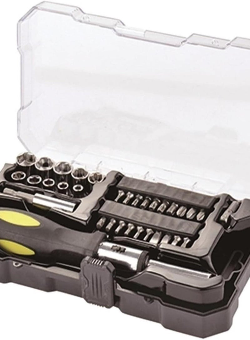 GGOOT 34pcs Hardware Tool Set Manual Tool Automobile Repair and Maintenance Socket Wrench Set 1/4 4.5.6.7.8.9.10.11.12.13mm Socket Sockets  - Image 1