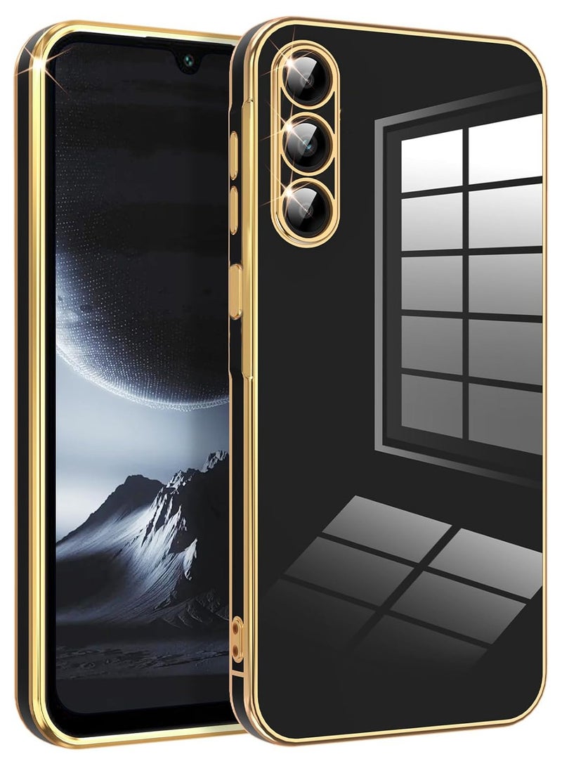Compatible with Oneplus Nord 5 cover, smooth veneer gold plated chrome, black Thin and smooth shock-proof full protection Oneplus Nord 5 case -black - Image 1