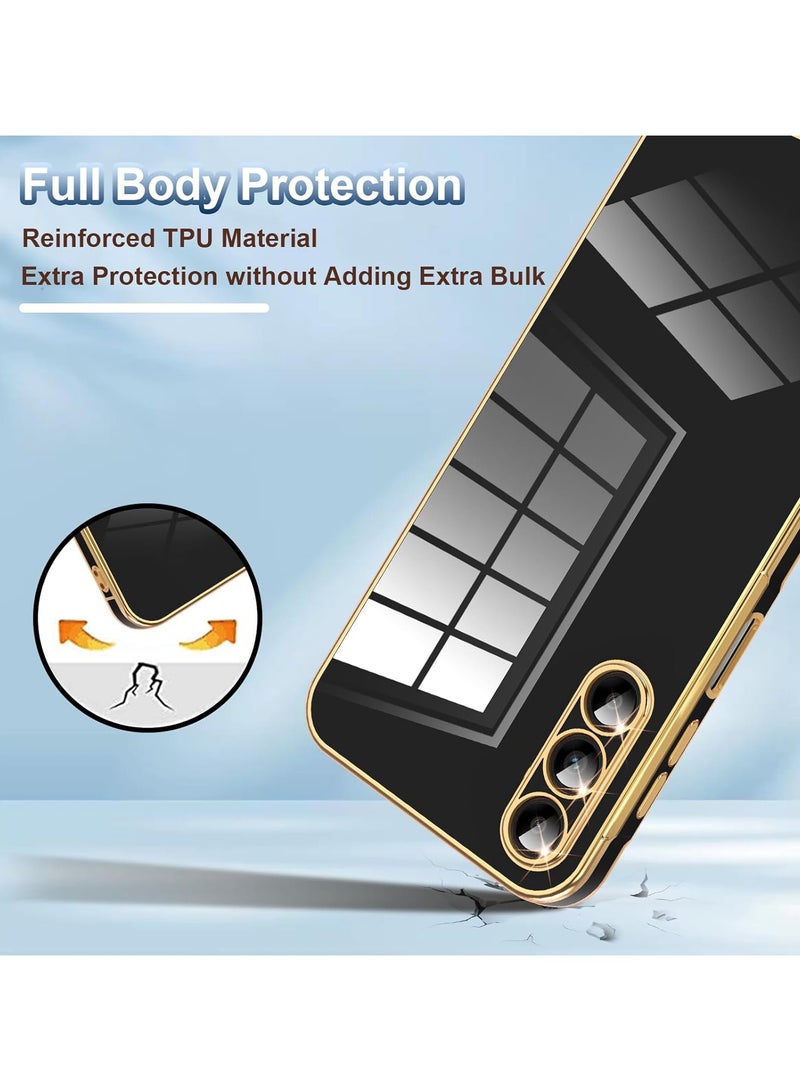Compatible with Oneplus Nord 5 cover, smooth veneer gold plated chrome, black Thin and smooth shock-proof full protection Oneplus Nord 5 case -black - Image 4