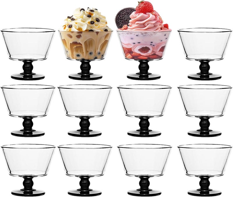 CHPINDAM 9oz Glass Dessert Bowlsice cream sundae bowls Set of 12Dessert Cups for Ice Cream Fruit Pudding small snacks Yogurt and Appetizers 12 - Image 1
