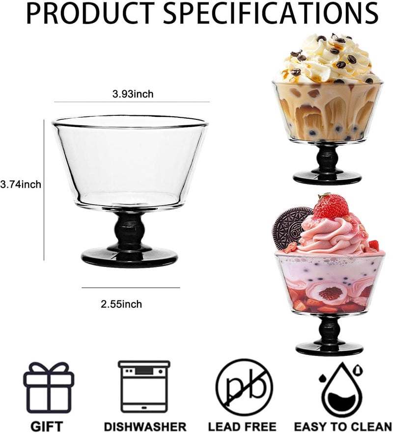 CHPINDAM 9oz Glass Dessert Bowlsice cream sundae bowls Set of 12Dessert Cups for Ice Cream Fruit Pudding small snacks Yogurt and Appetizers 12 - Image 2