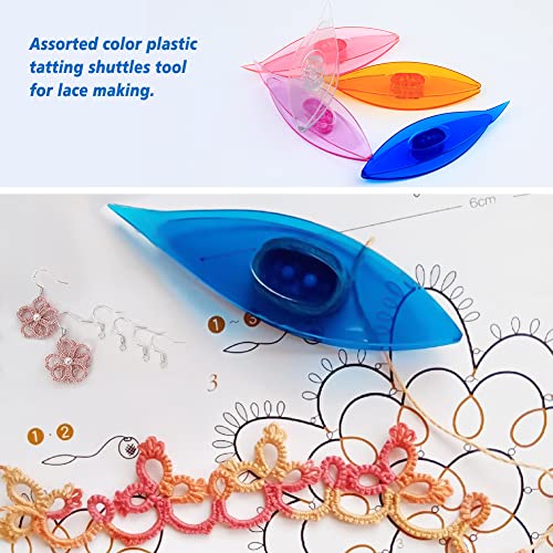 BUTUZE Tatting Shuttle Kit, 10 PCS Plastic Tatting Shuttle with Beading Needles Crochet Hooks Knitting Needles Big Eye Needles Tatting Needles for DIY Hand Lacemaking Craft Tool Weave Yarn Set - Image 4